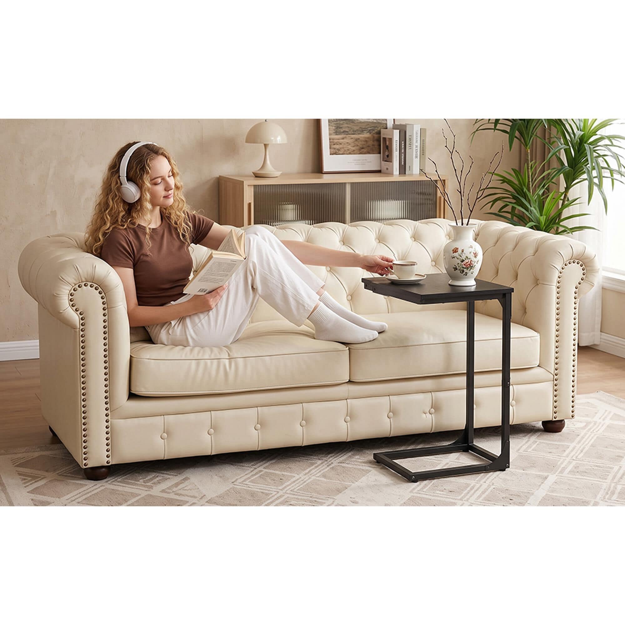 FDW C-Shape Side Table in Black