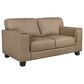 Chateau D"ax Leather Stationary Loveseat in Tan, , large