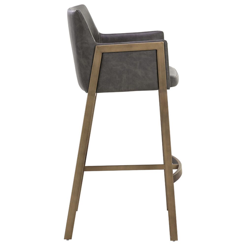 37B Bernadette Counter Stool with Kendall Grey Faux Leather Cushion and Antique Brass Finish, , large
