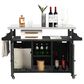 Hearth and Haven 2-Door Outdoor Bar Cart with Stainless Steel Top in Grey, , large