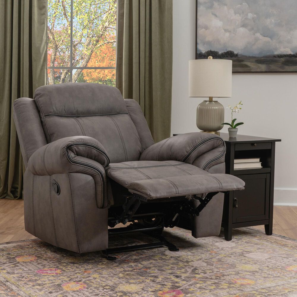 Linon Home Decor Gideon Manual Recliner in Stone Grey, , large