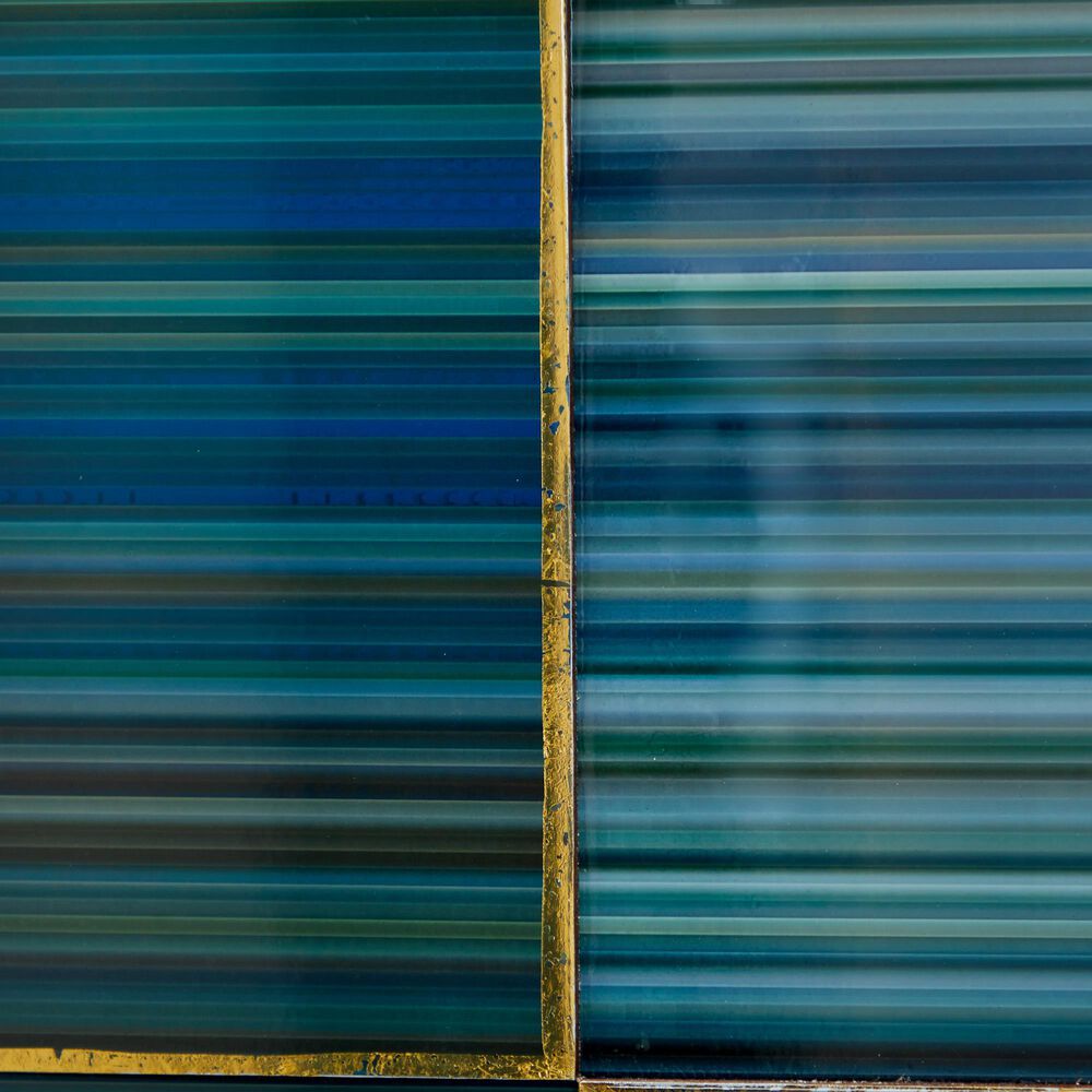 Maple and Jade 24&quot; x 48&quot; Abstract Wall Decor in Blue and Gold, , large