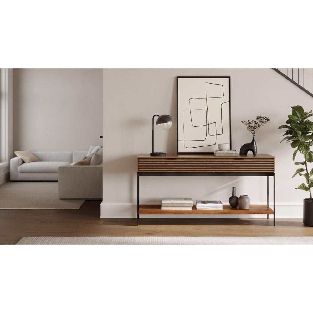 BDI Cora Console Table in Natural Walnut and Black, , large