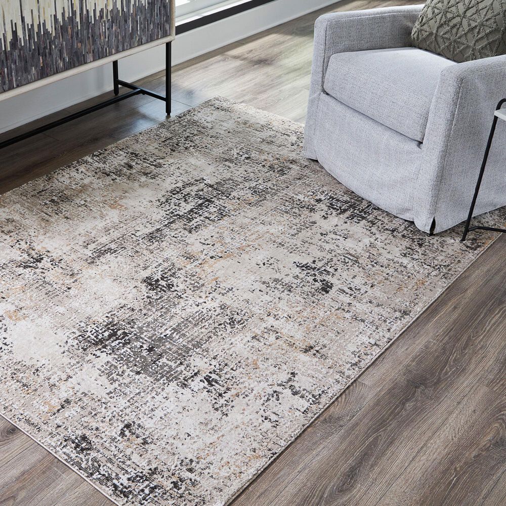 Ashley Elaning 5&#39; x 7&#39; Black, Gray and Cream Area Rug, , large