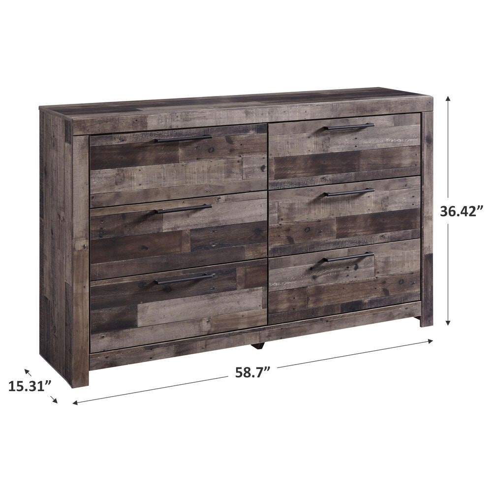 Ashley Derekson 6 Drawer Dresser in Walnut and Gray, , large