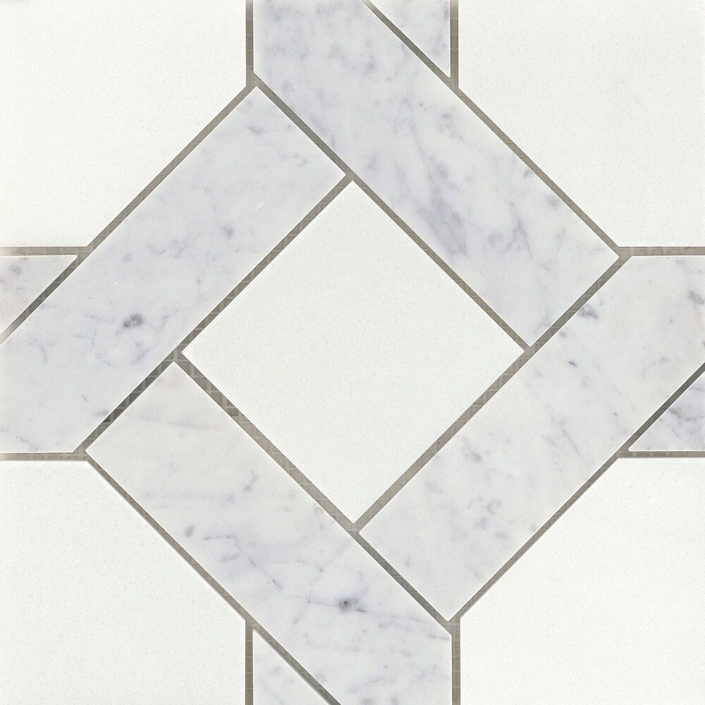 Emser Allure 9" x 9" Castle Silver Natural Stone Mosaic Tile, , large