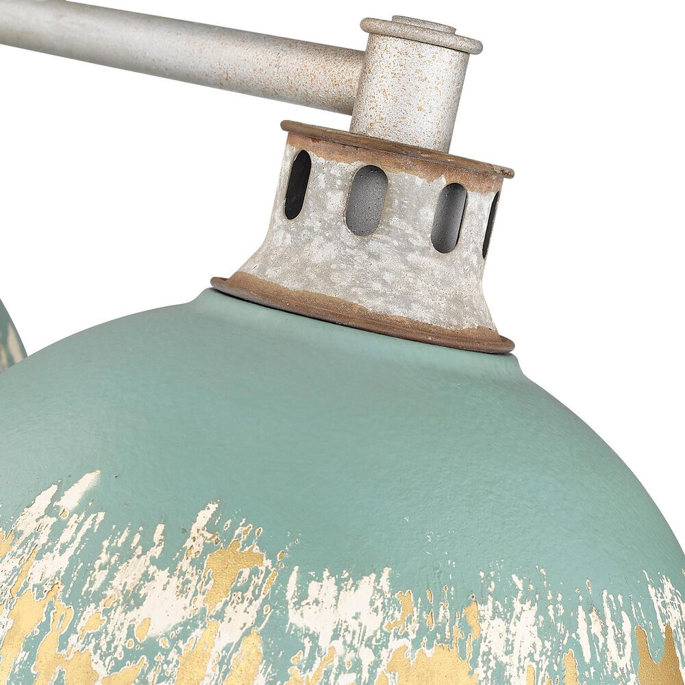 Golden Lighting Kinsley 3-Light Linear Pendant with Antique Teal Shade in Aged Galvanized Steel, , large