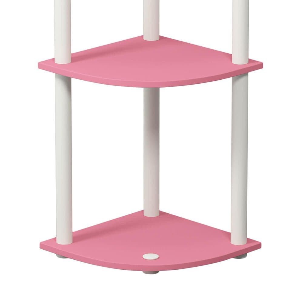 HOMLUX Turn-N-Tube 3-Tier Corner Bookshelf in Pink and White, , large