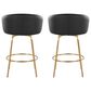 LumiSource Claire Swivel Counter Stool with Black Faux Leather Upholstery in Gold (Set of 2), , large