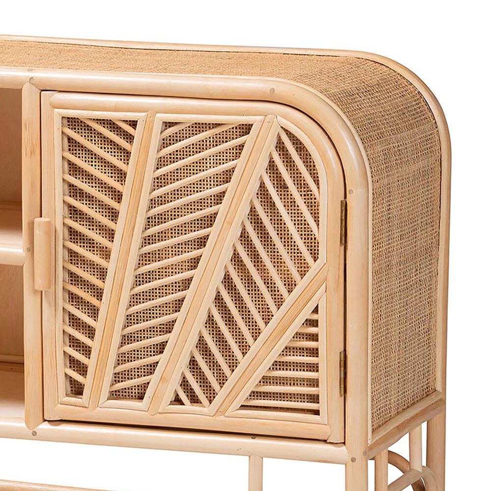 Baxton Studio Carabella 2-Door Rattan Storage Cabinet in Natural, , large