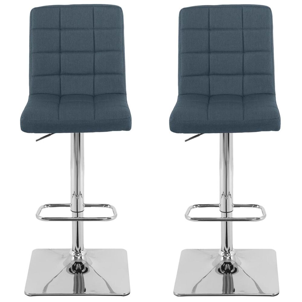 CorLiving Adjustable Square Base Barstool in Dark Blue &#40;Set of 2&#41;, , large