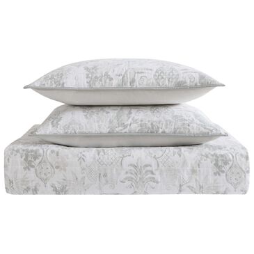 Pem America Tropical Plantation 3-Piece Full/Queen Toile Quilt Set in Grey and White, , large