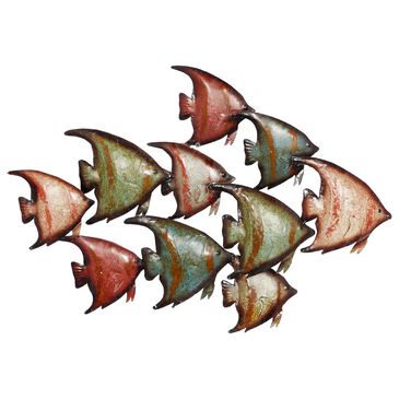 Maple and Jade 18" x 26" Fish Wall Decor in Blue, Red and Green, , large