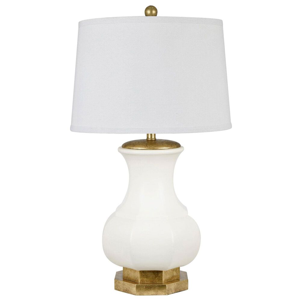 Porch View White Lotus Table Lamp in Cream and Gold, , large