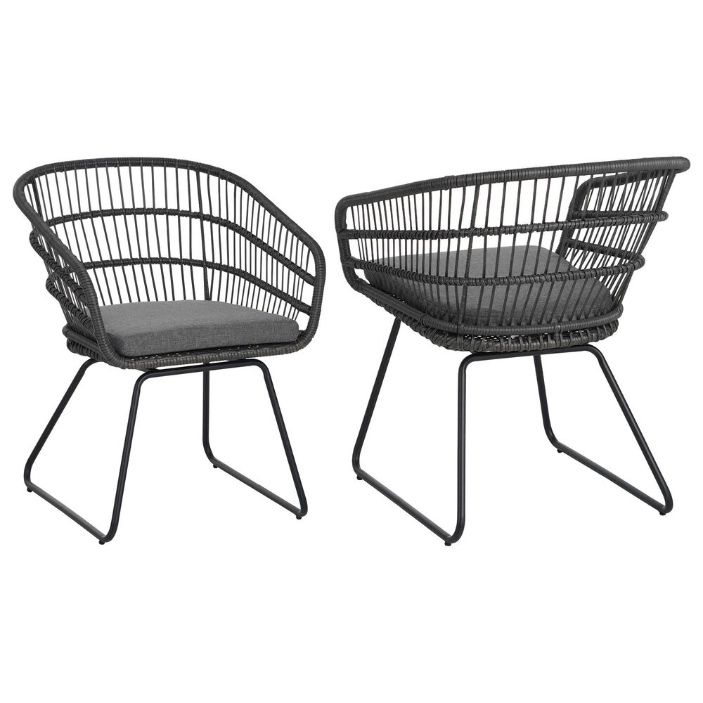 Hearth and Haven Terry Outdoor Dining Club Chair in Gray (Set of 2), , large