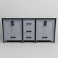 Lexora Home Ziva 72" Double Bathroom Vanity in Dark Grey with 2 cm White Quartz Top and Rectangular Sinks, , large
