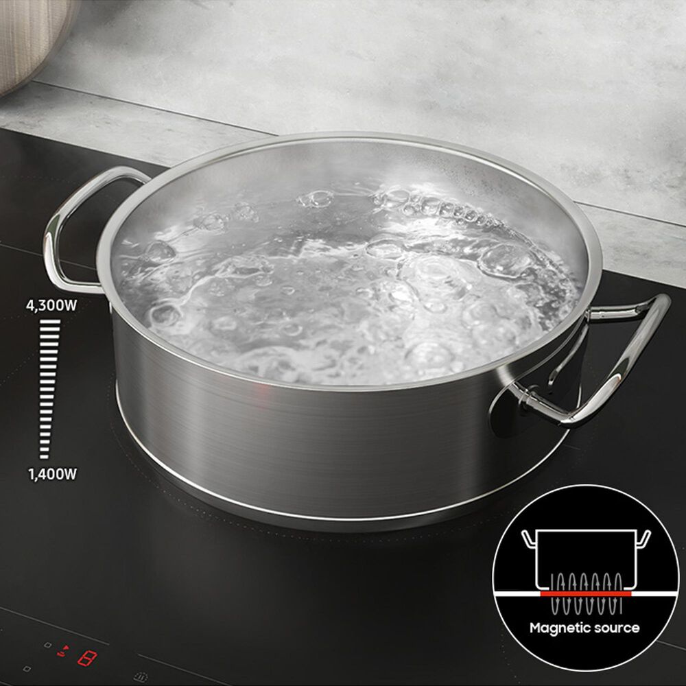 Samsung Bespoke 2-Piece Kitchen Package with White Bespoke 30" Single Wall Oven and Black 36" Induction Cooktop, , large