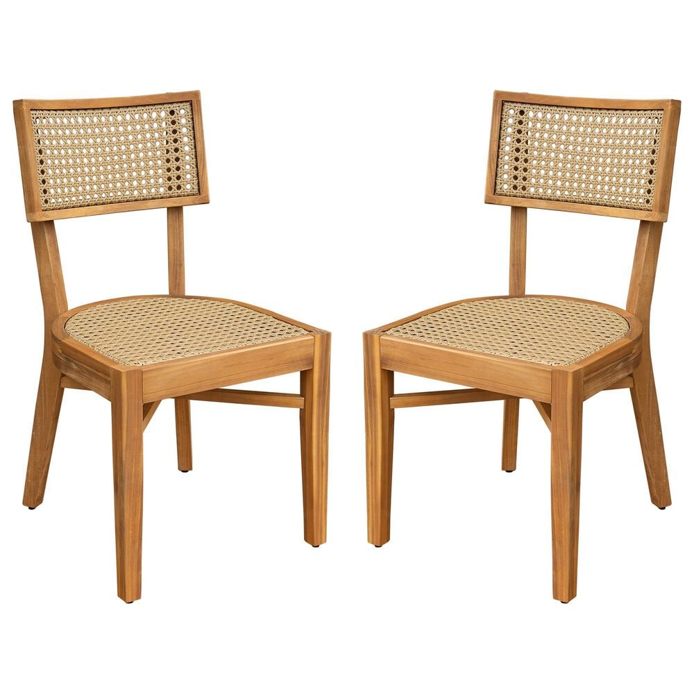 Hearth and Haven Netro Outdoor Dining Chair in Light Brown and Teak (Set of 2), , large
