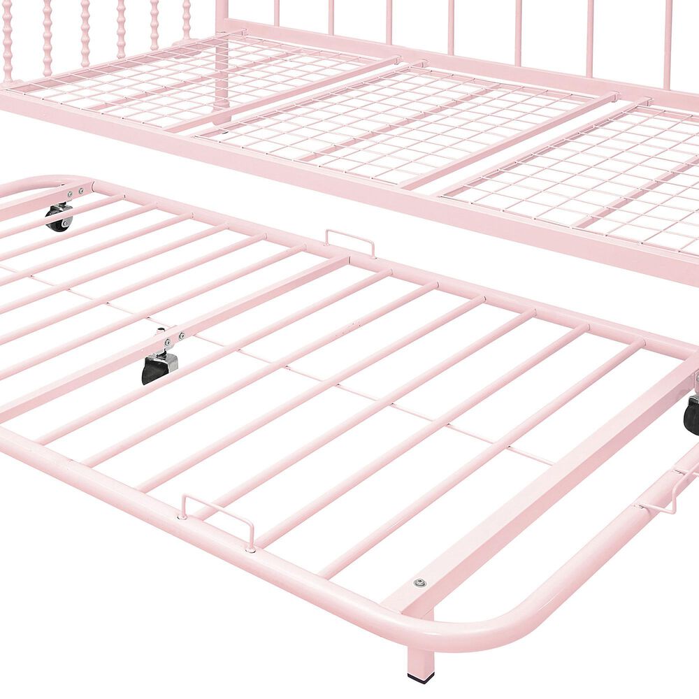 Furniture of America Wren Twin Daybed with Trundle in Pink, , large