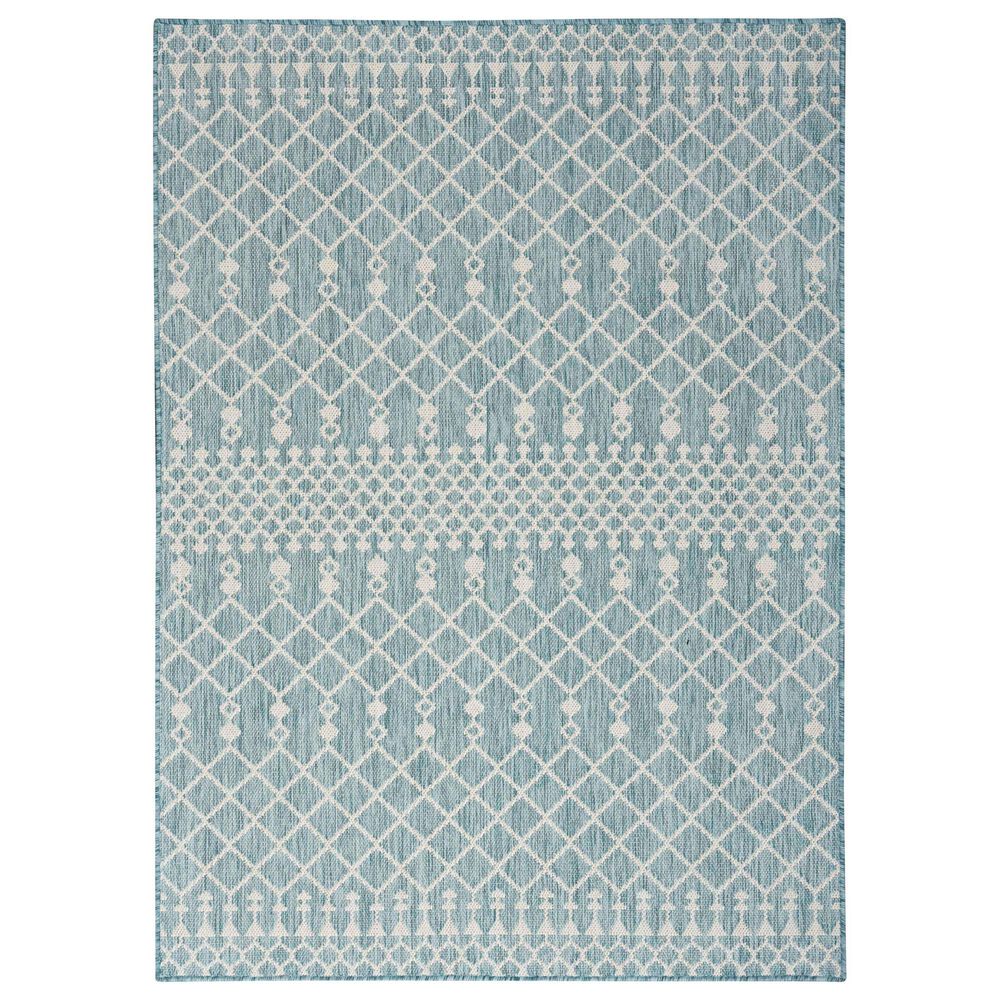 Nourison Positano Southwestern Aqua 7&#39; x 10&#39; Indoor/Outdoor Area Rug, , large