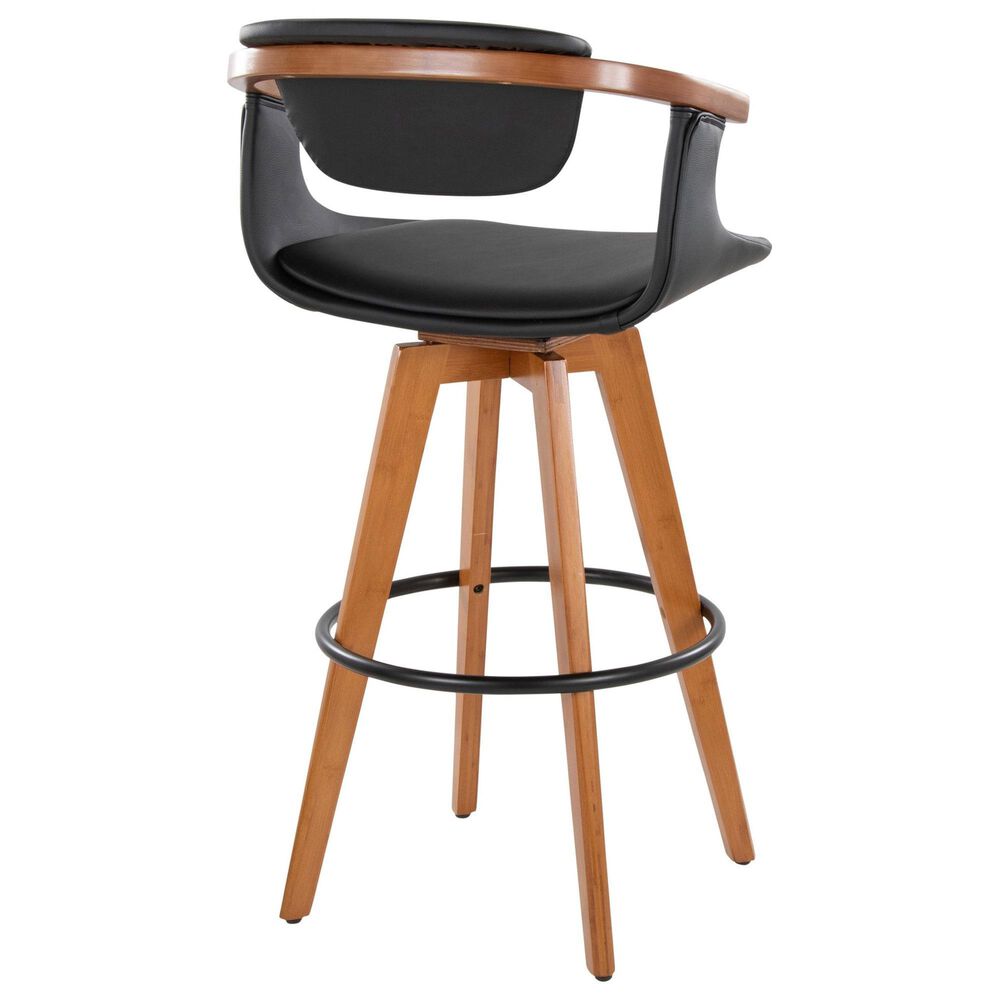 Lumisource Oracle Swivel Barstool with Black Cushion in Walnut and Black, , large