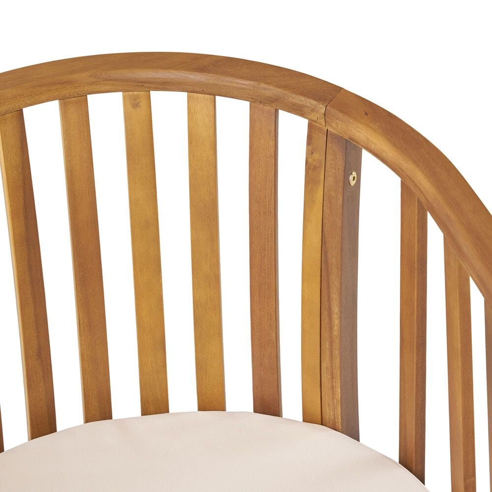 Hearth and Haven Outdoor Dining Chair with Cream Cushion in Teak (Set of 2), , large