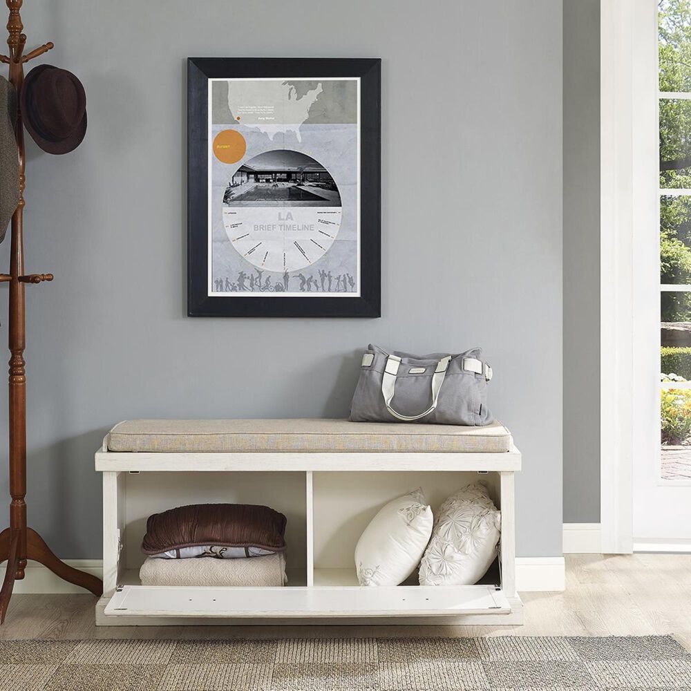Crosley Furniture Seaside Entryway Bench In Distressed White Finish NFM