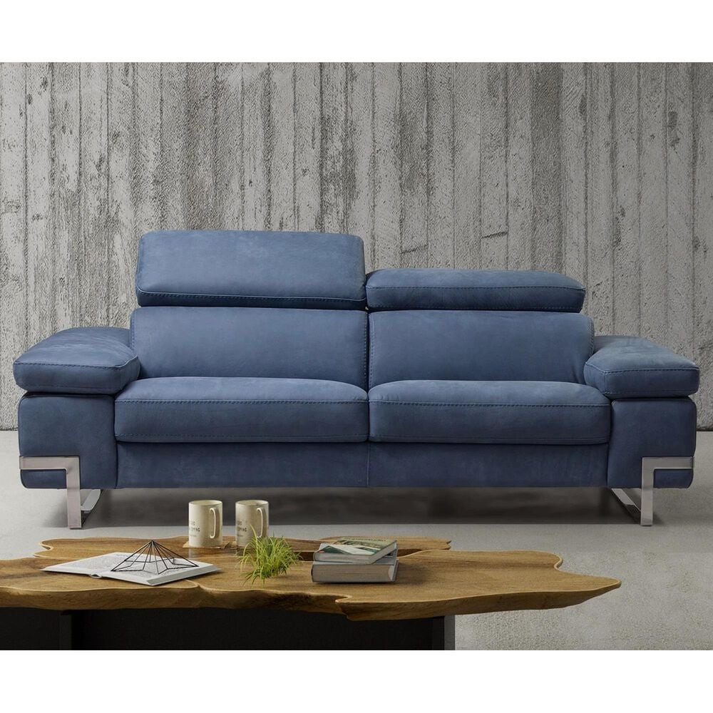 Bellini Modern Living Amanda Sofa with Adjustable Headrest in Pacific Blue, , large