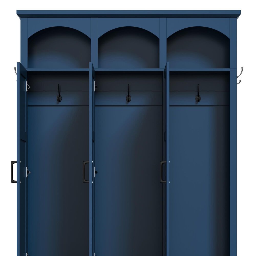HOMLUX 5-Hook Hall Tree with 3 Hidden Storage in Blue and Walnut, , large
