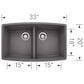 Blanco Performa 33" Equal Double Bowl Kitchen Sink in Cinder, , large