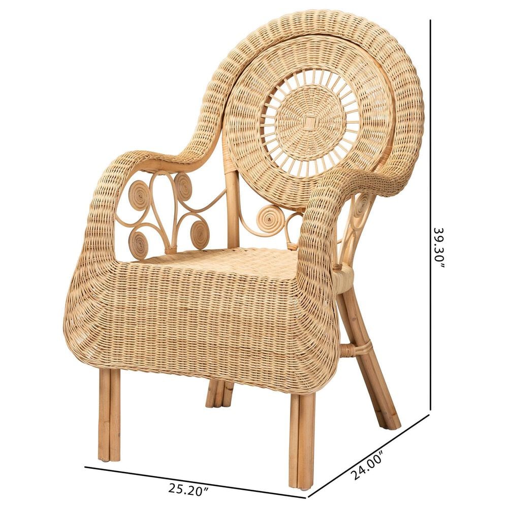 Baxton Studio Putri Rattan Arm Chair in Natural Brown, , large