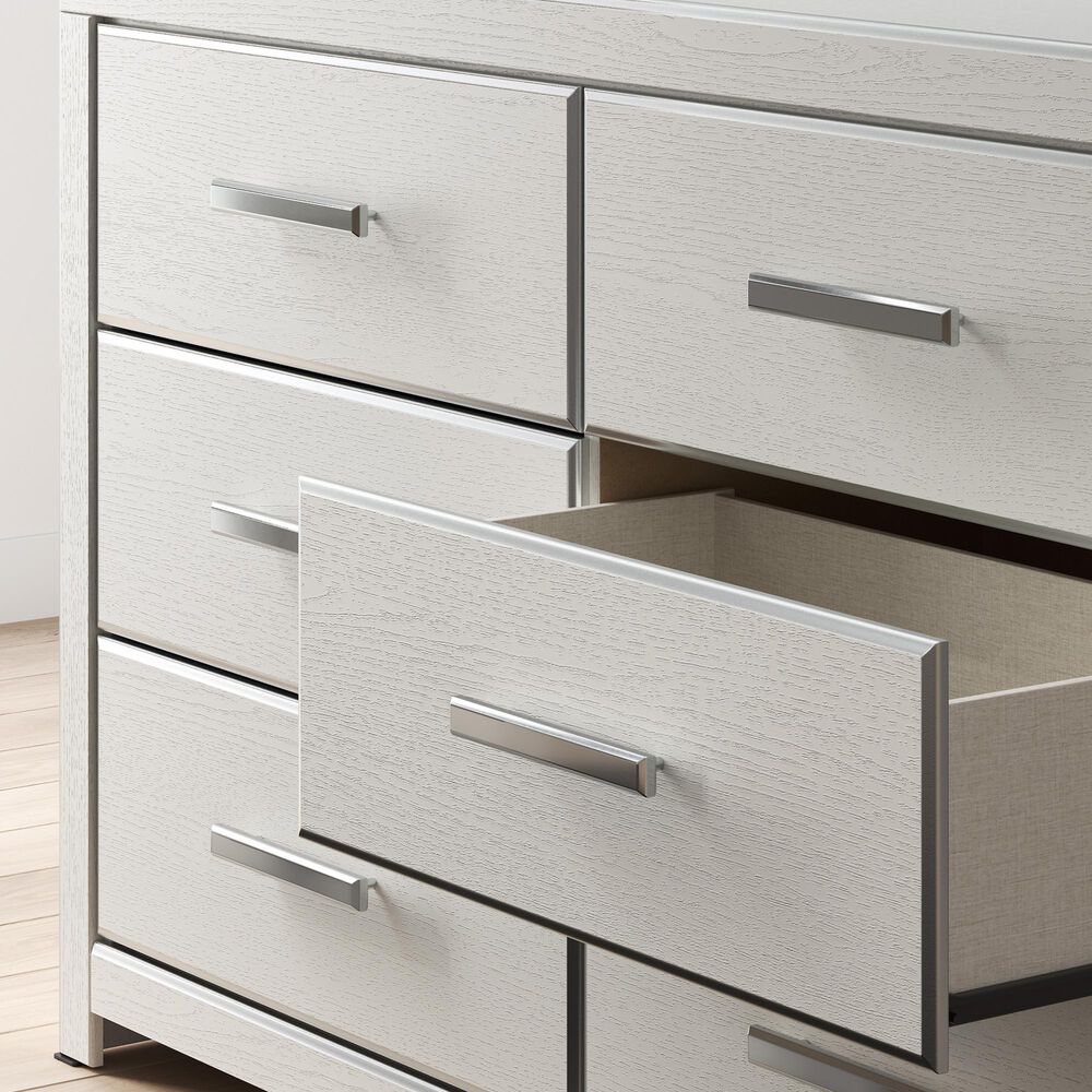Ashley Zuraleus 6-Drawer Dresser and Mirror in Matte White and Chrome, , large