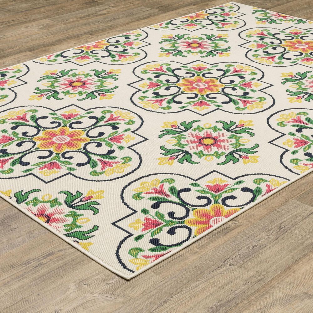 Oriental Weavers Havana HAV04 Ivory and Multicolor 7'10" x 10' Indoor/Outdoor Area Rug, , large