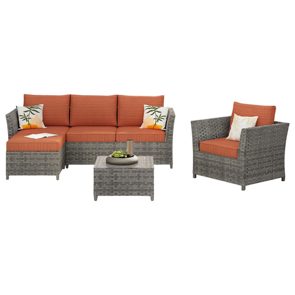 HOMLUX 6-Piece Patio Conversation Set in Orange Red, , large