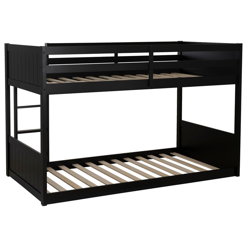 Linden Boulevard Dalton Low Profile Twin Bunk Bed in Black, , large