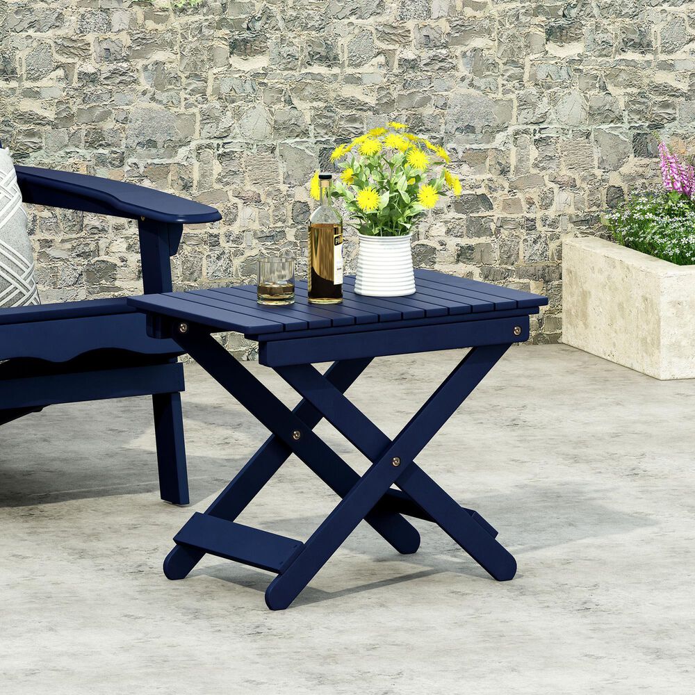 Hearth and Haven Folding Patio Side Table in Navy Blue, , large