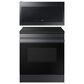 SAMSUNG 2-Piece Kitchen Package with 30" Slide-In Induction Range and 2.1 Cu. Ft. Over-the-Range Microwave in Matte Black Stainless Steel, , large