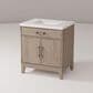 Lexora Home Laurel 30" Single Bathroom Vanity in Grey Oak with White Quartz Top and Rectangular Sink, , large