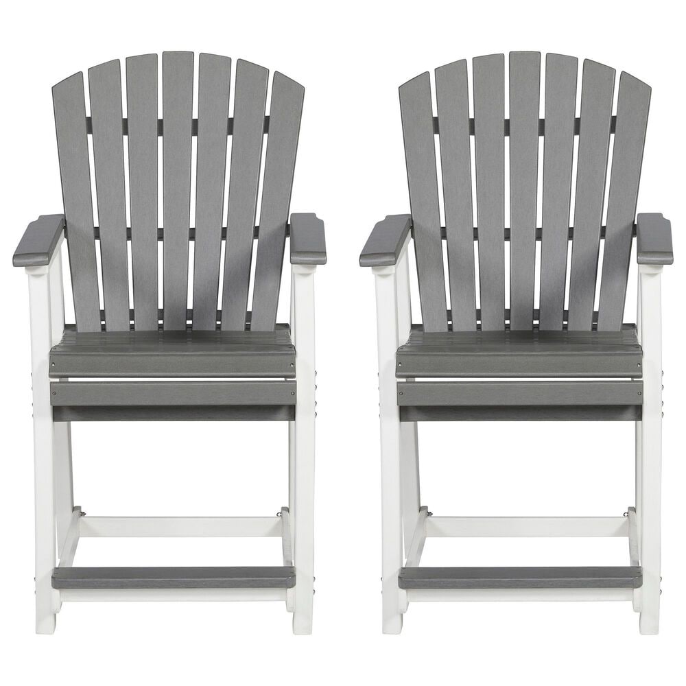 Ashley Transville Patio Counter Stool in Gray and White &#40;Set of 2&#41;, , large