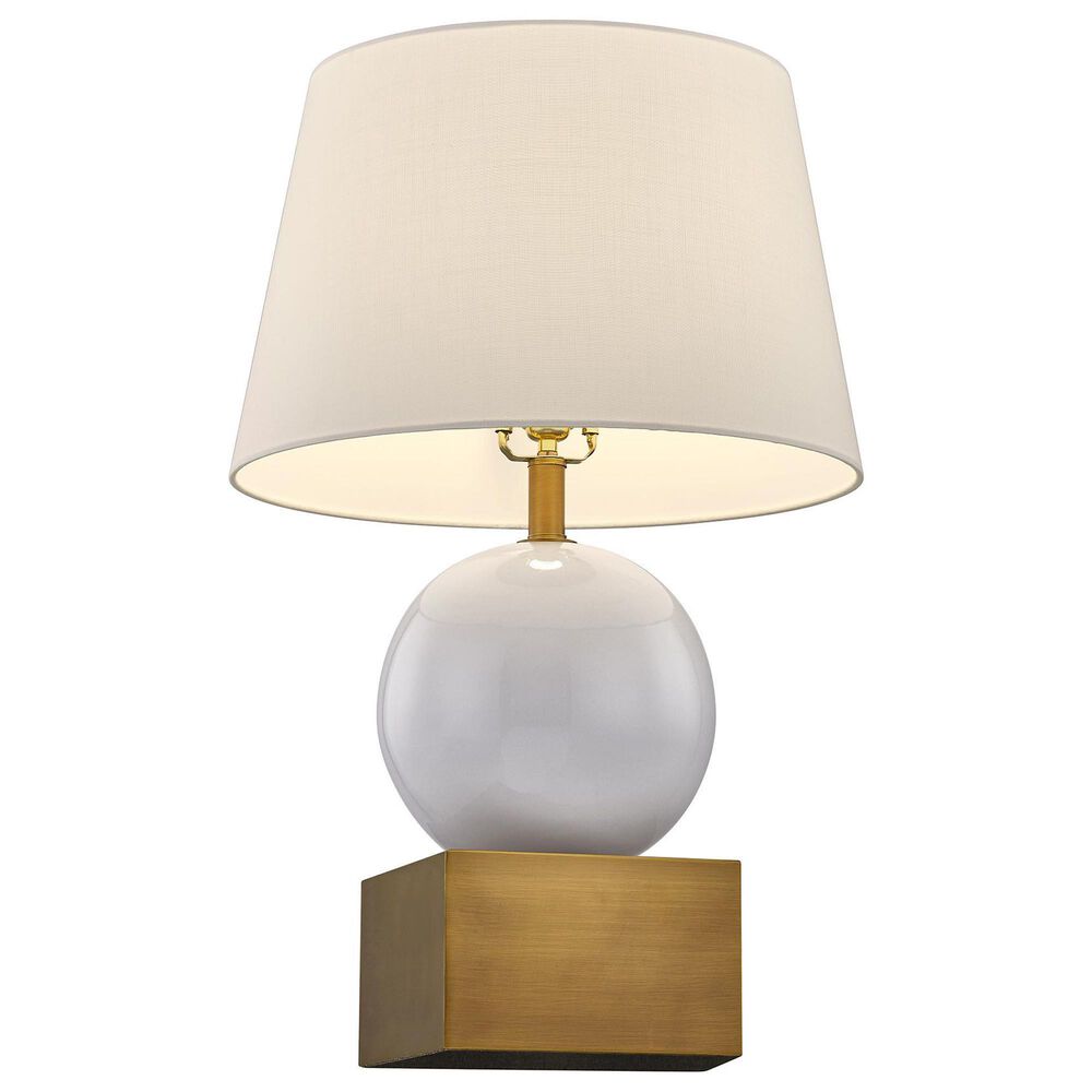 Savoy House Brumfield 1-Light Table Lamp in White and Brass, , large