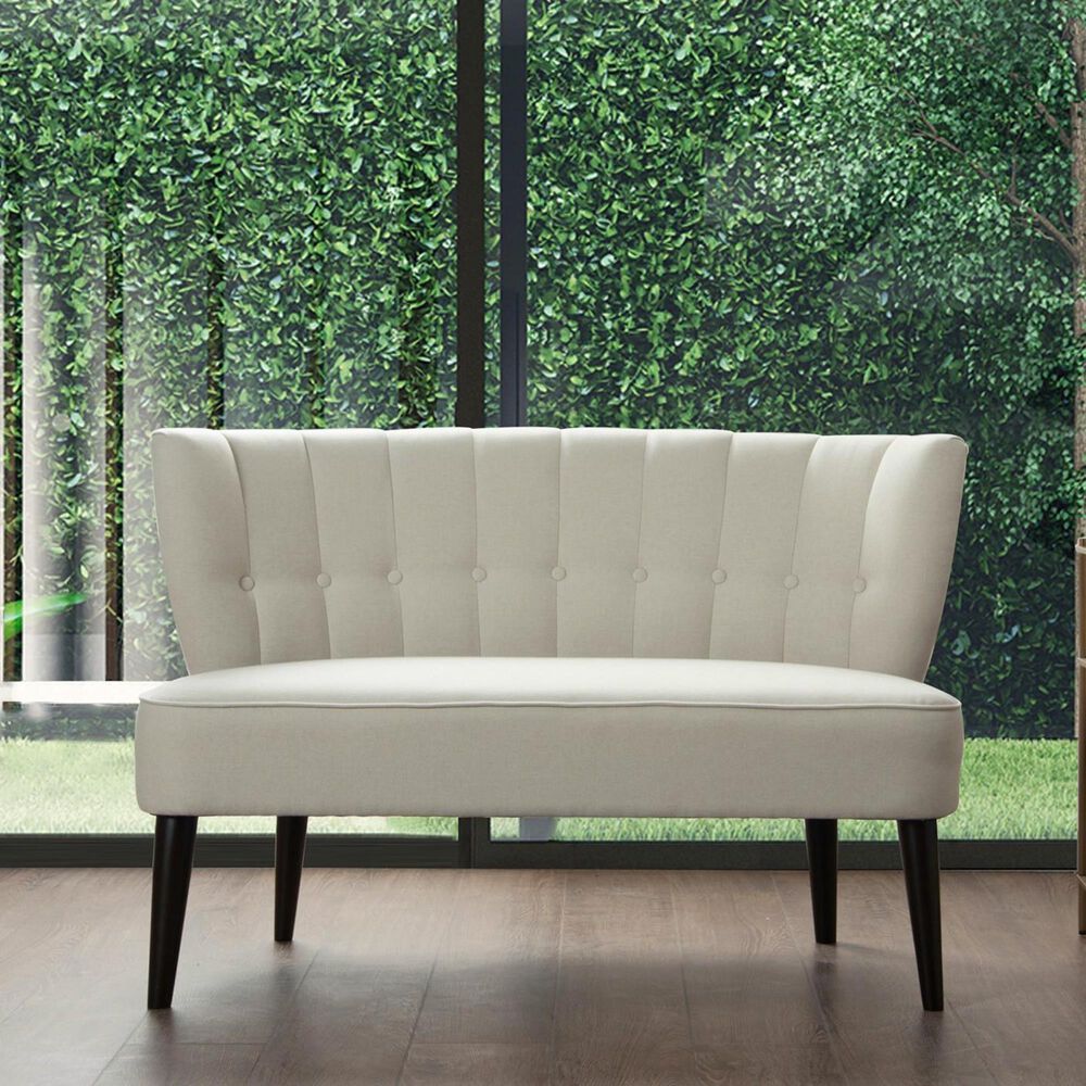 Jennifer Taylor Home Becca Channel and Button Tufted Settee in Sky