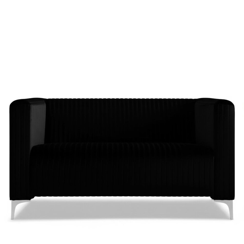 Titanic Furniture Austin Stationary Loveseat in Black Velvet, , large