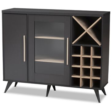 Baxton Studio Pietro Wine Cabinet in Dark Grey/Oak Brown, , large