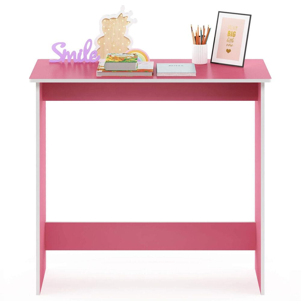 HOMLUX Modern Computer Desk in Pink and White, , large