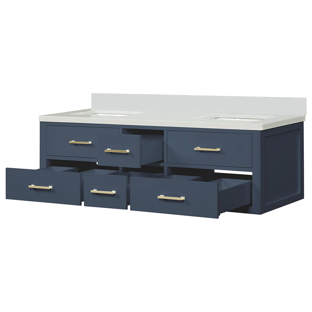 Lexora Home Castor 60&quot; Double Bathroom Vanity in Blue with 2 cm White Quartz Top and Rectangular Sinks, , large