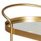 Baxton Studio Kamal 2-Tier Mobile Wine Bar Cart in Brushed Gold and Clear, , large