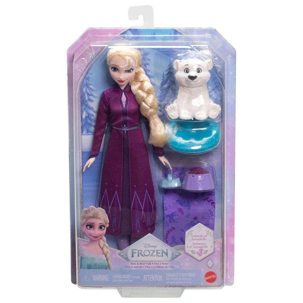 Disney Frozen Elsa Fashion Doll and Polar Bear Cub Figure with 4 Nurturing Accessories in Multicolor, , large