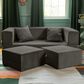 Jaxx Zipline 3-Piece Stationary Convertible Sleeper Loveseat in Charcoal Velvet, , large