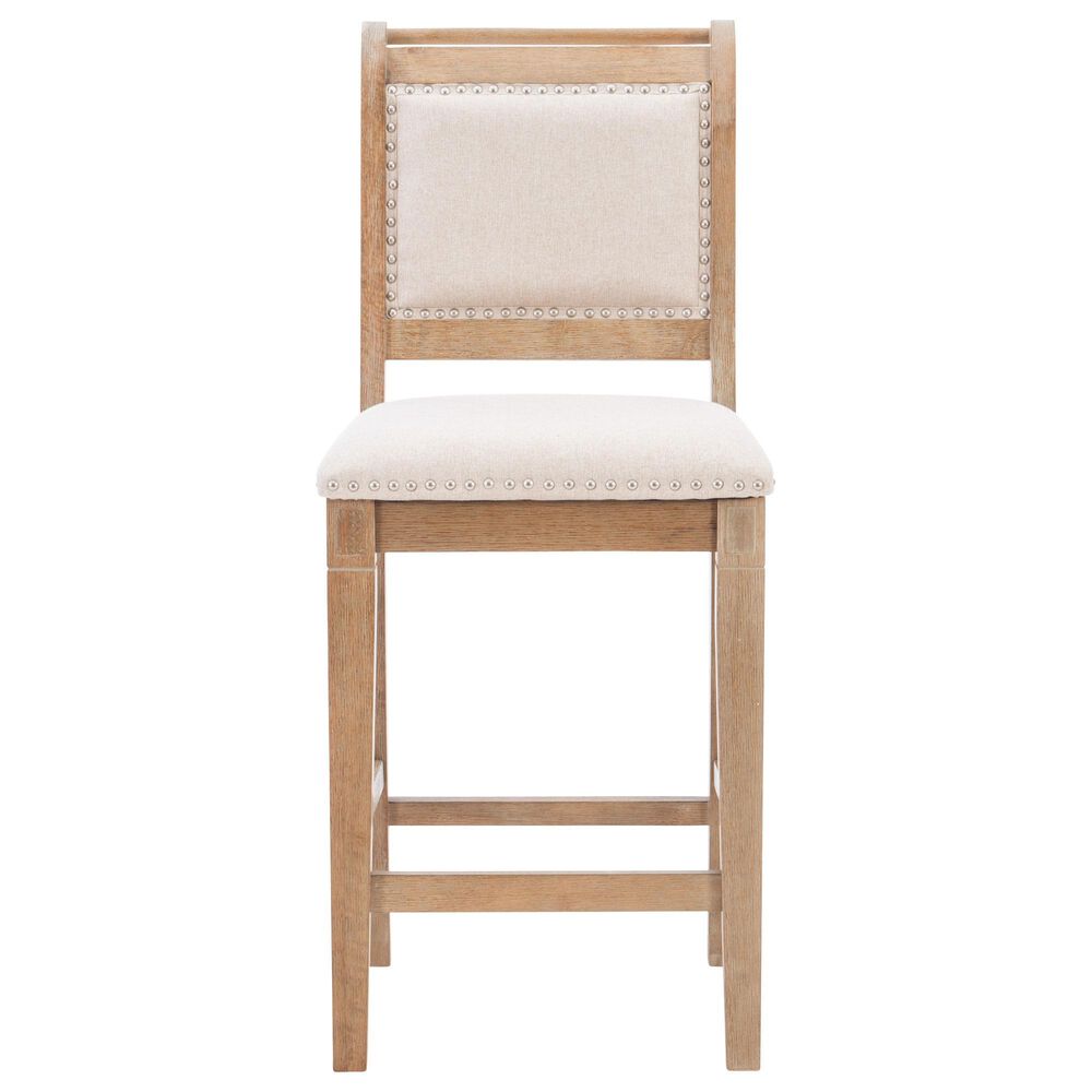 Linon Home Decor Emmy 26" Counter Stool with Natural Cushion in Grey Wash, , large