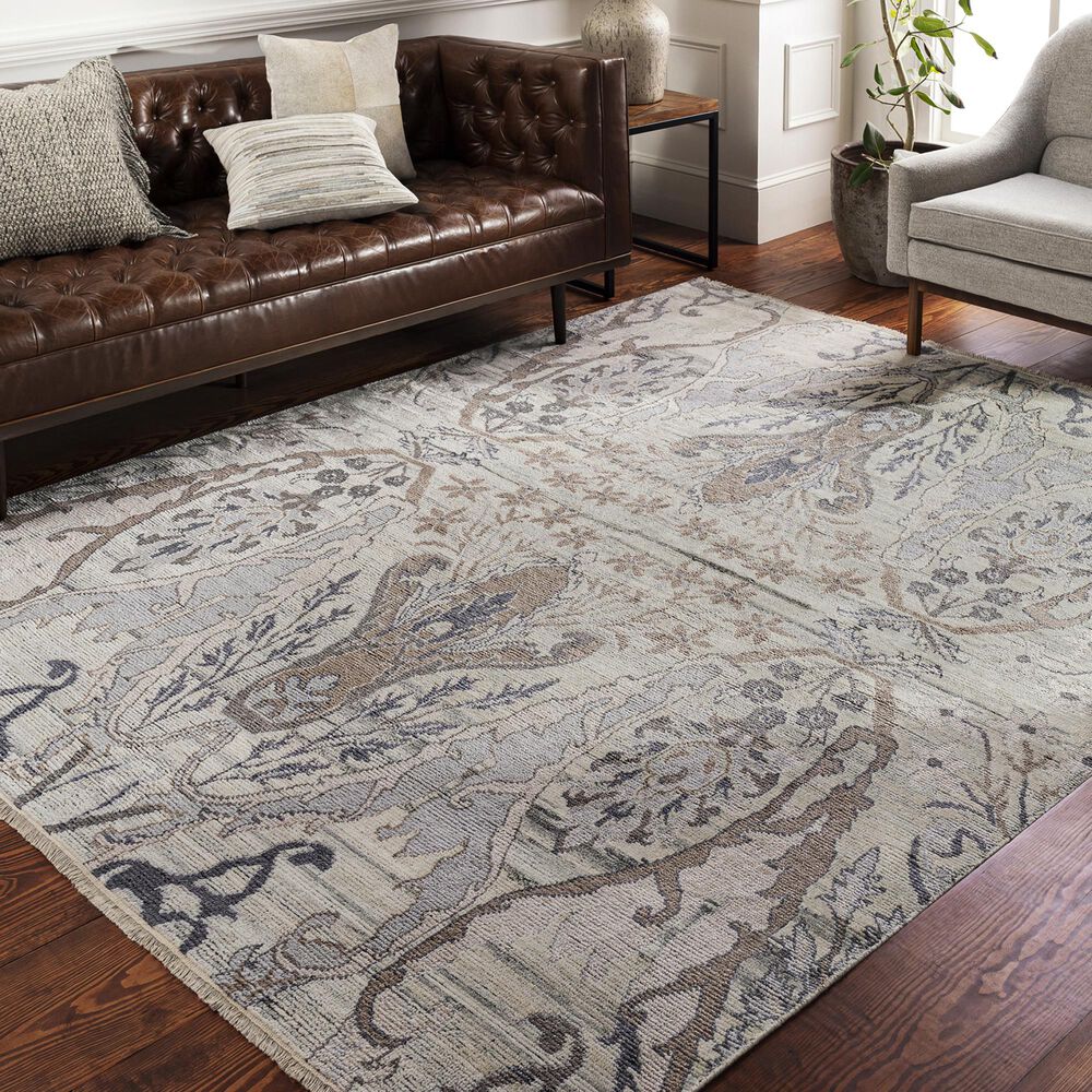 Surya Kushal 10&#39; x 14&#39; Silver Gray, Off White, Gray, Taupe and Ivory Area Rug, , large